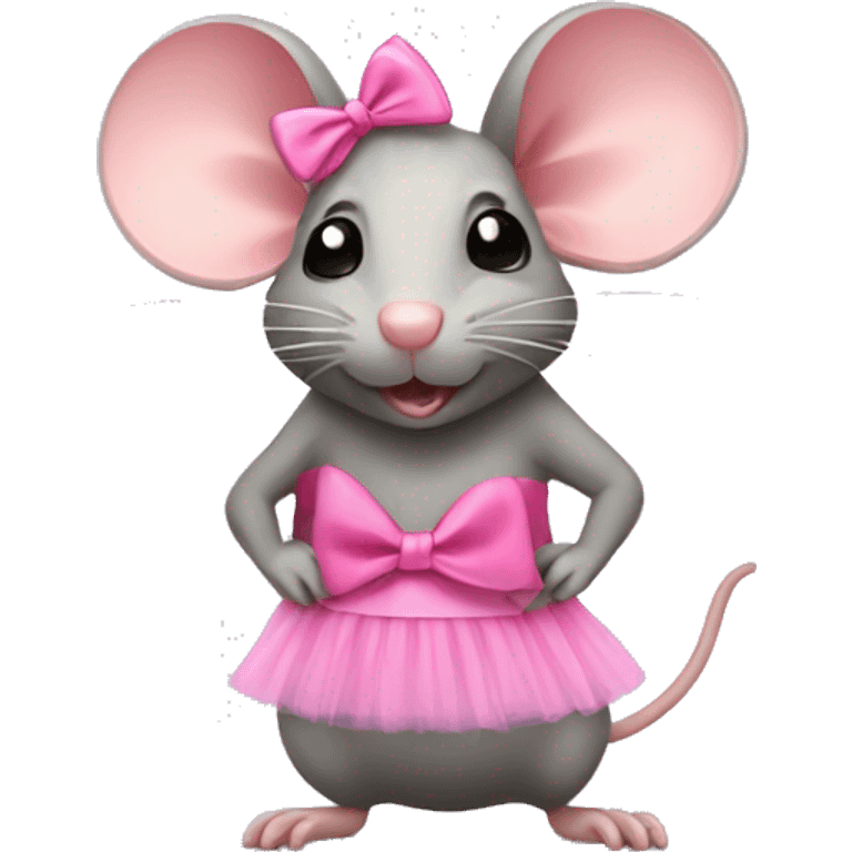 Rat wearing tutu with a pink bow on his head emoji