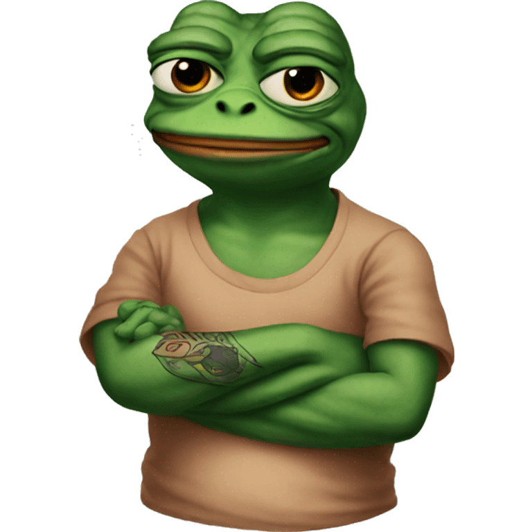 Pepe with a tattoo sleeve emoji