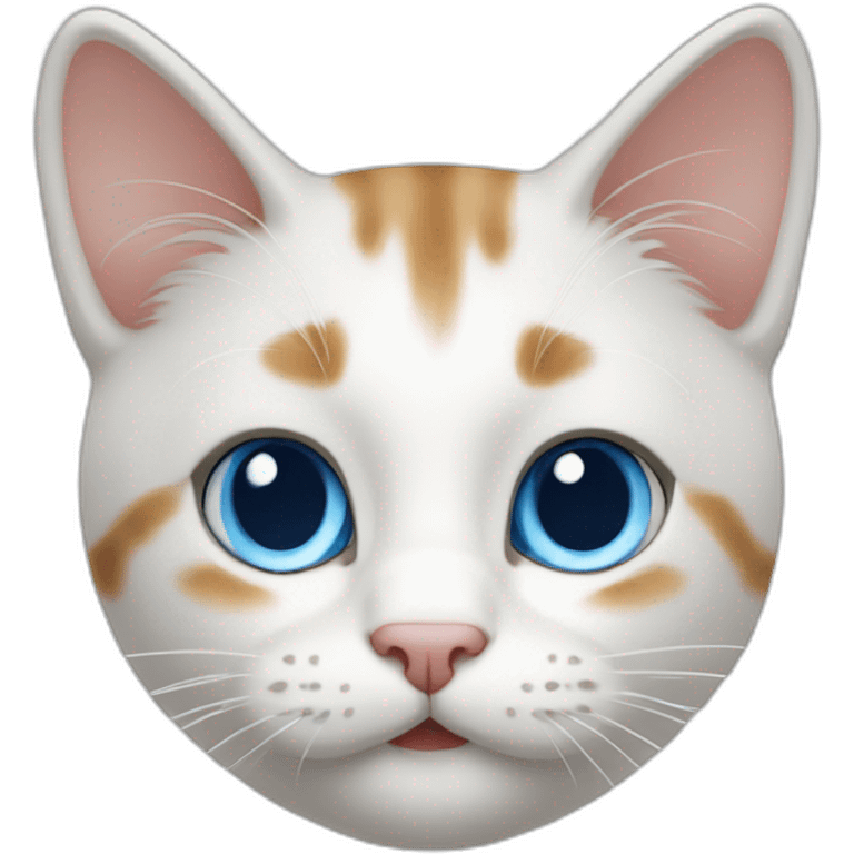 Cat white slightly ginger blue eyes and playful emoji