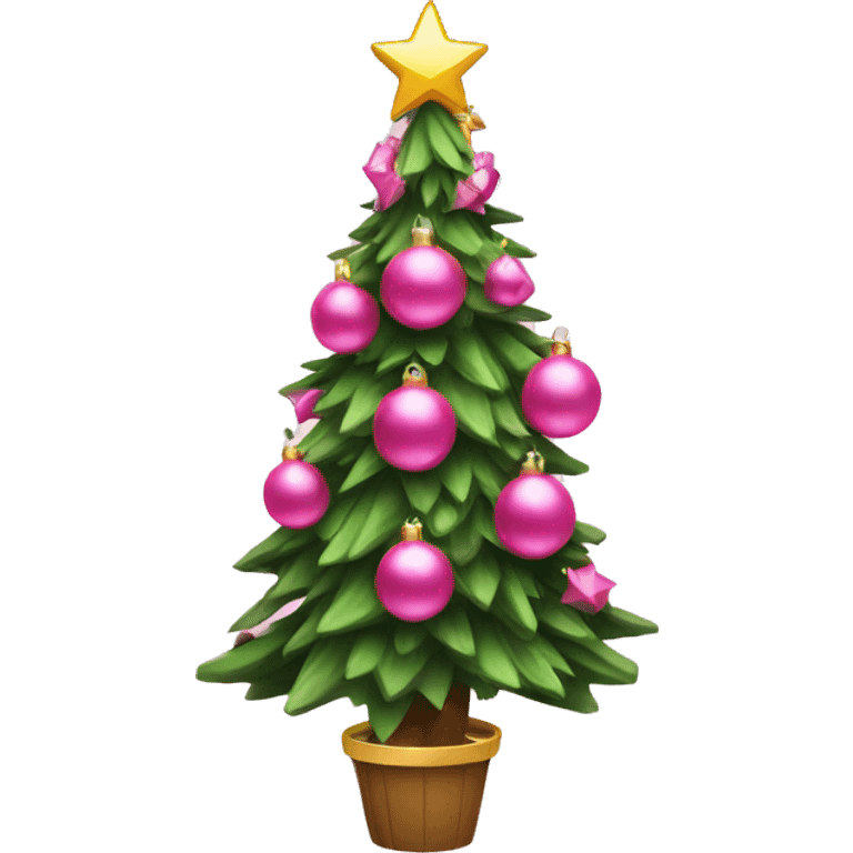 Christmas tree with pink ornaments  emoji