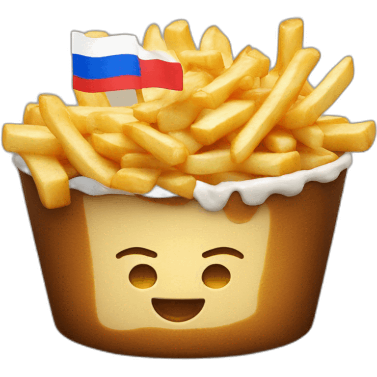 Poutine avec le drapeau de la Russie emoji