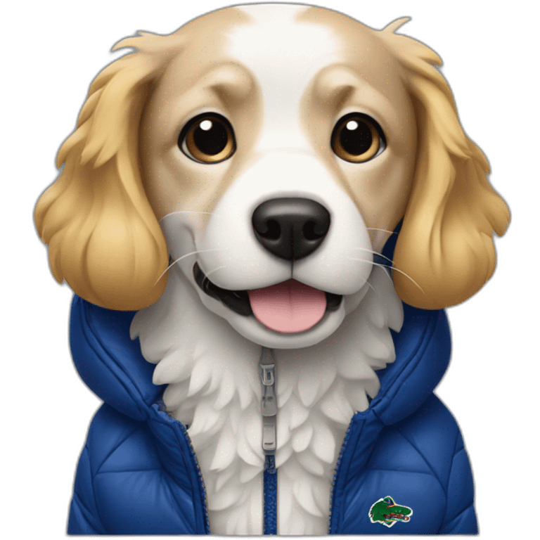 Dog with Lacoste puffer jacket emoji