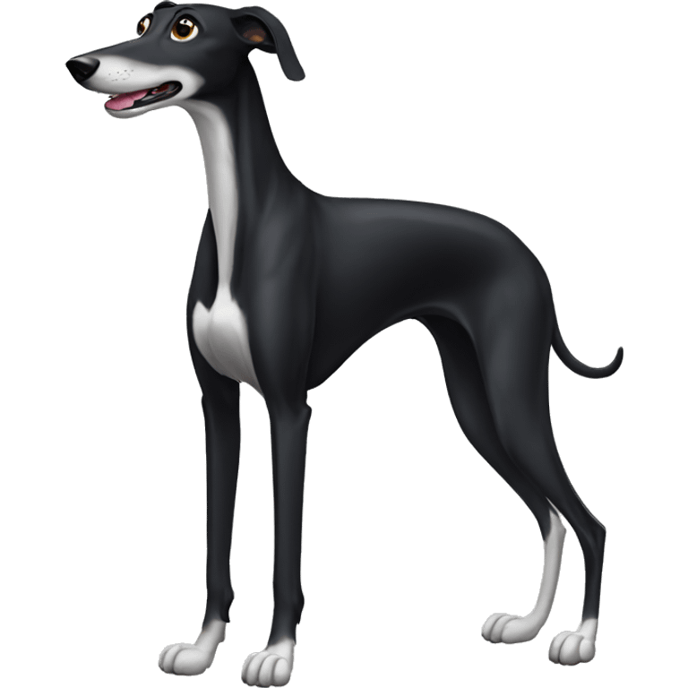 Standing black greyhound with seven legs emoji