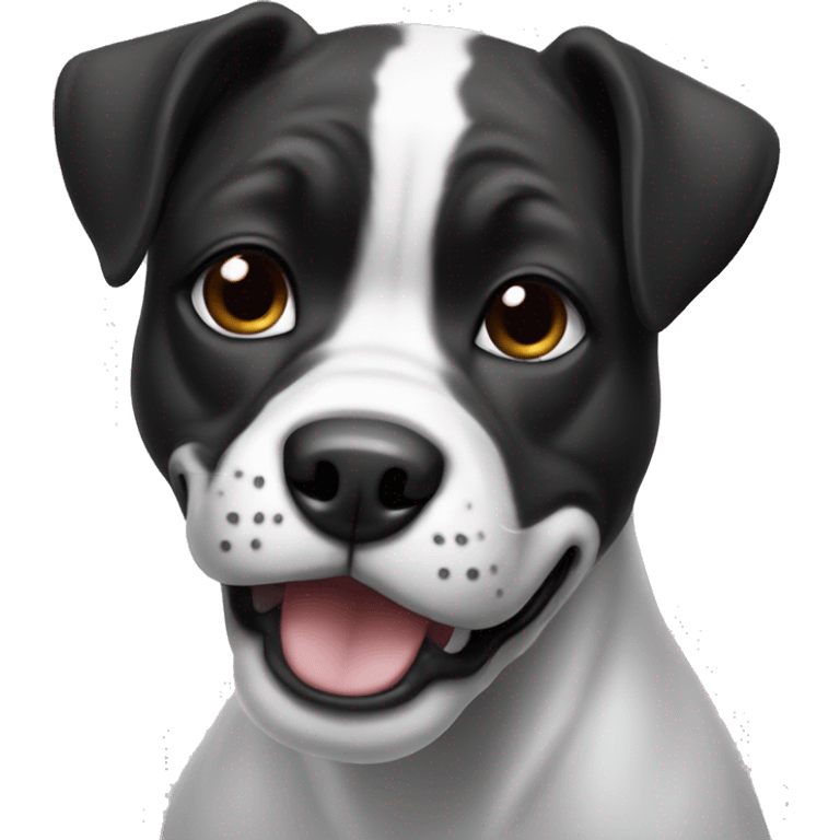 Dog boxer black and white with smile  emoji