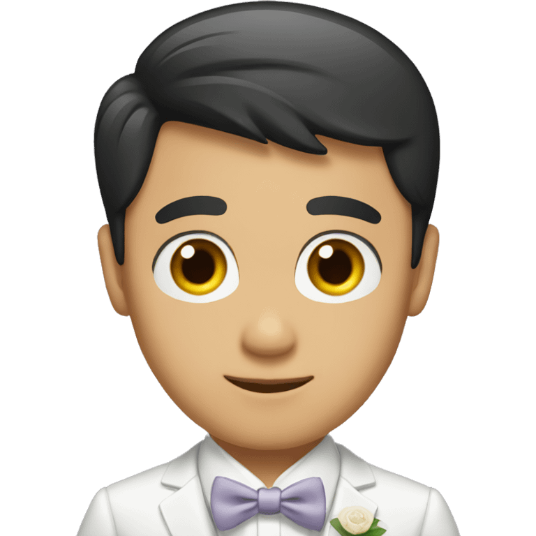 asian groom with big eyes and  emoji