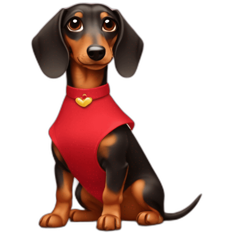 Lady Dachshund whith red dress emoji