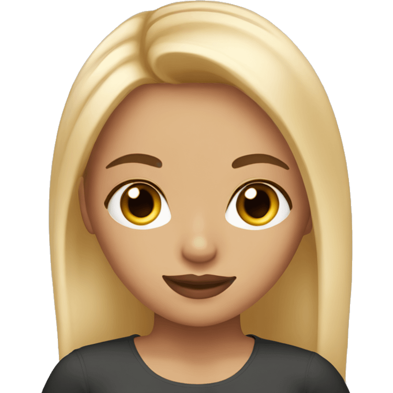 Girl with blonde straight hair and Brown eyes and perfect makeup emoji