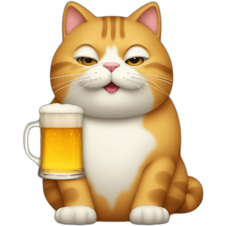 fat cat with beer emoji