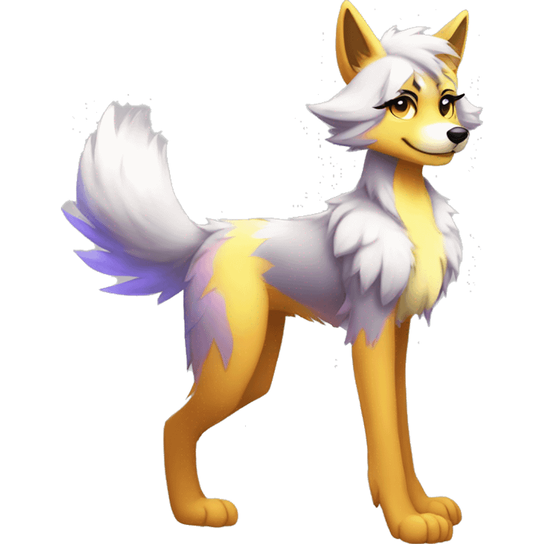 Anthro Colorful Shiny Falvie-Popparotzi-Sparkle-Wolf-sona full body emoji