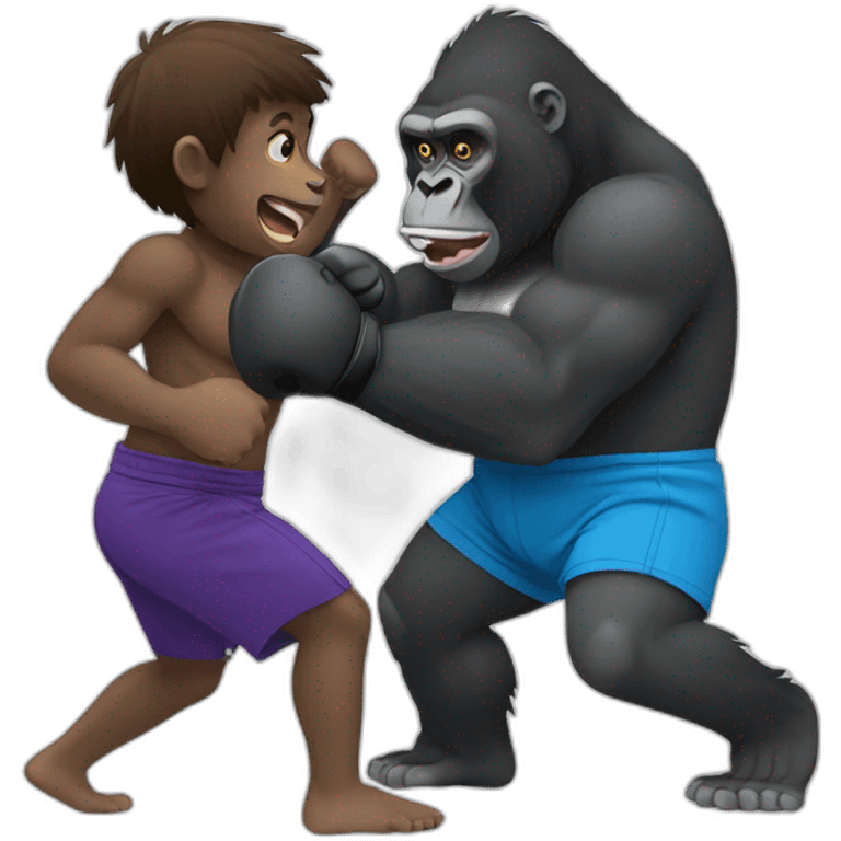 Gorilla boxing a Kid emoji