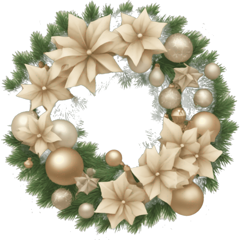 Pastel beige Christmas wreath emoji