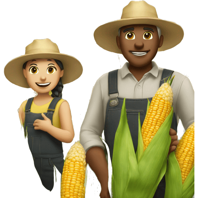 Corn farmer with corn people in the background  emoji