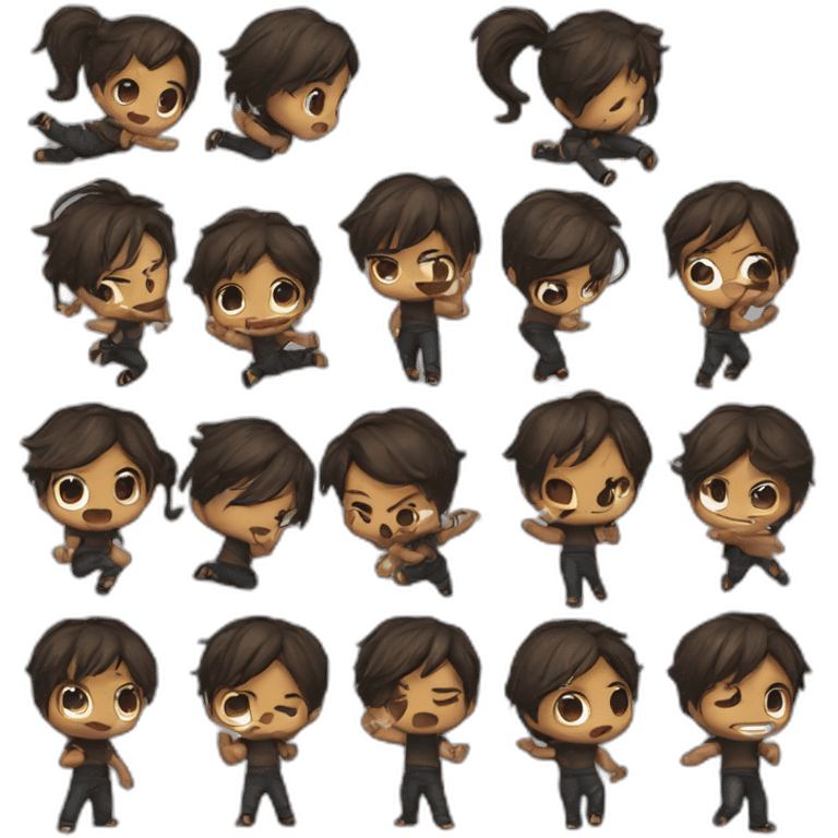 I want 5 emotes sheet chibi character emoji