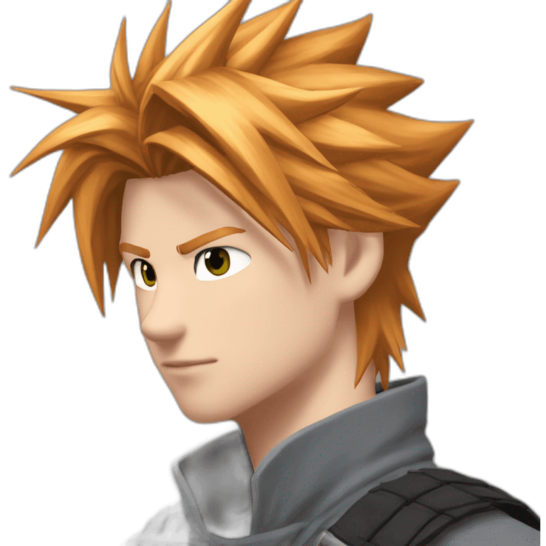 Cloud strife ginger hair. Black ninja clothes full body spiritual emoji