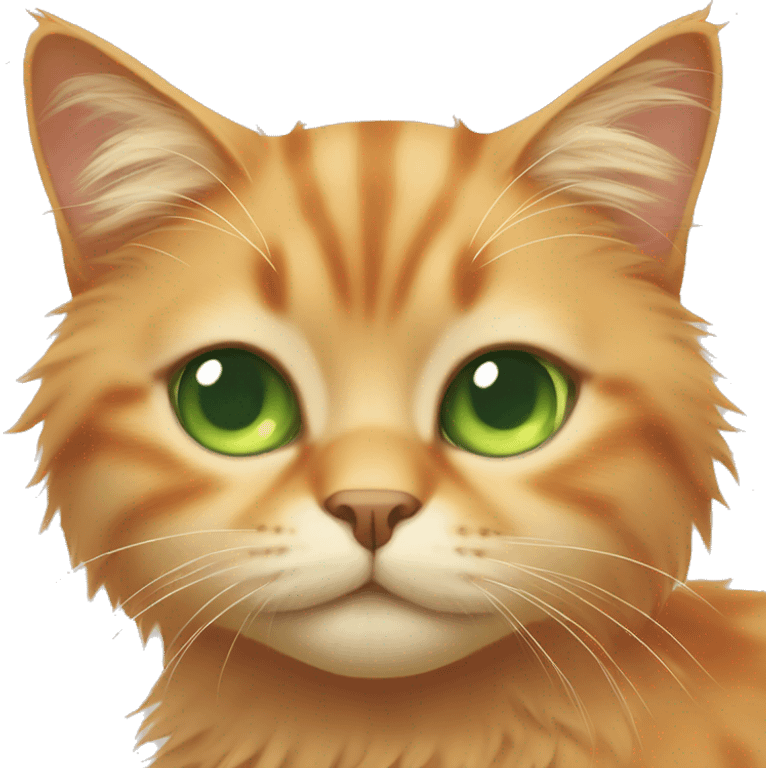 Beige orange fluffy cat with green eyes emoji