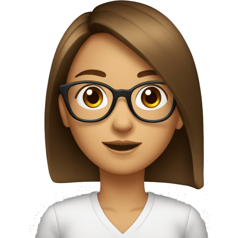 Fille a lunettes cheveux lisses brun mi-court emoji