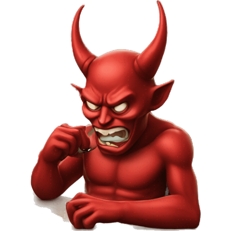 devil on the phone, writing on a laptop emoji