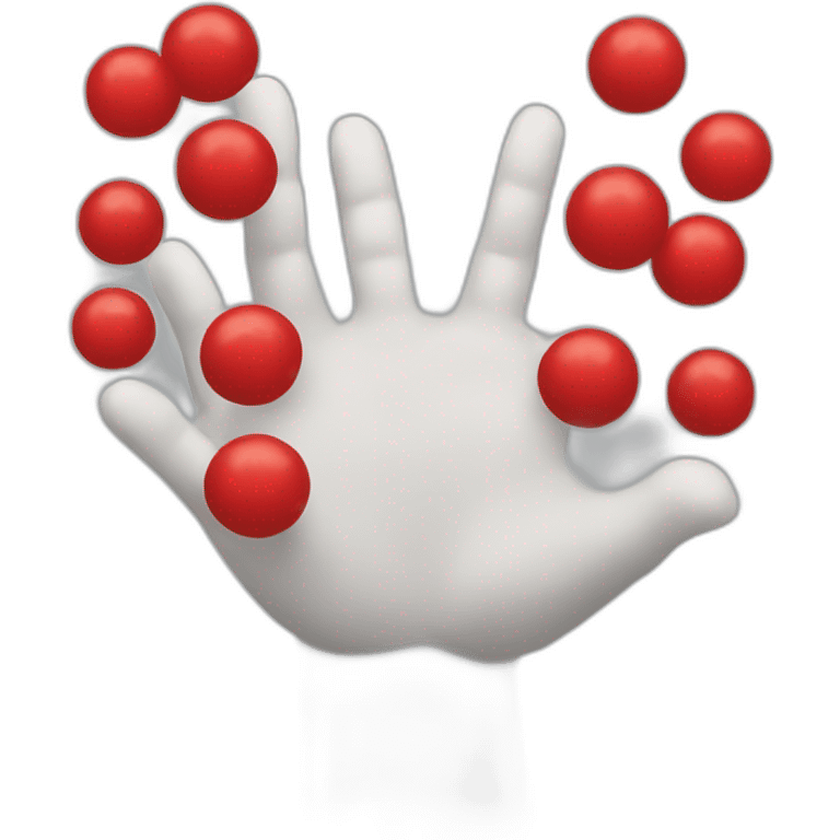 Hand with a red silver ring emoji