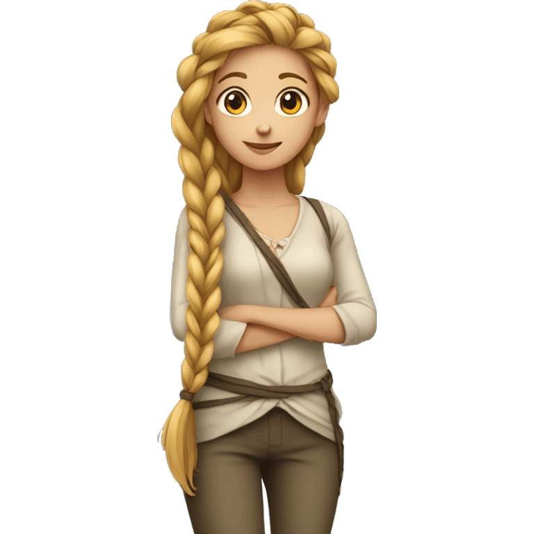 Girl with long braid over her shoulder going down to her waist  emoji