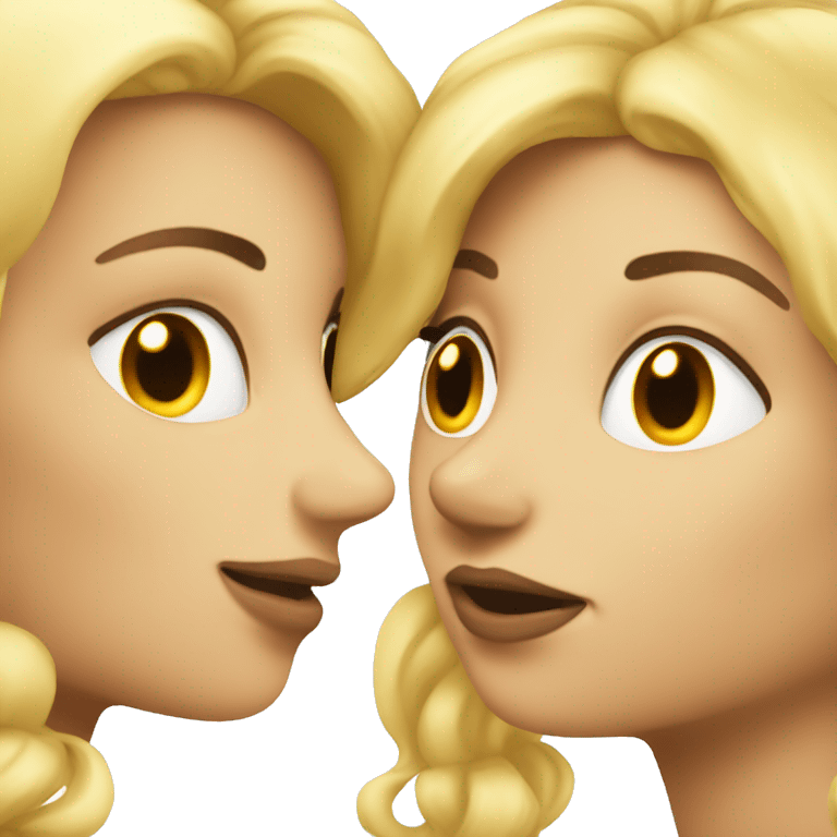 lesbians kissing. One is older and blond emoji