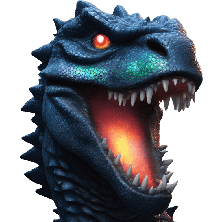 Dark iridescent godzilla glowing emoji