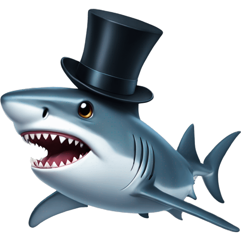 Shark with a top hat emoji