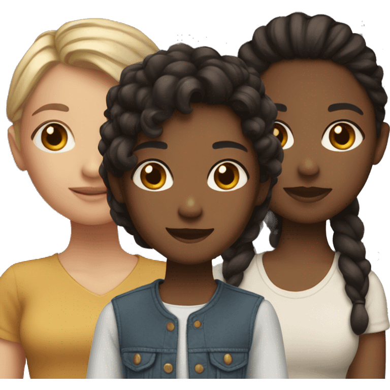 3 besties with light brown skin and dark hair emoji