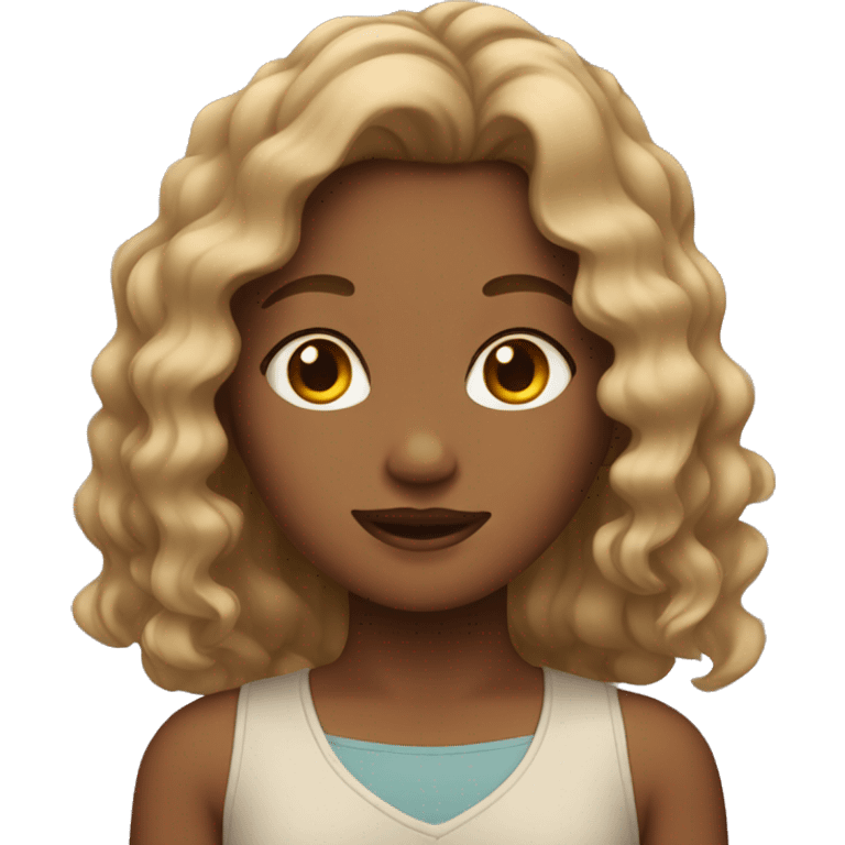 Tan girl with wavy hair emoji