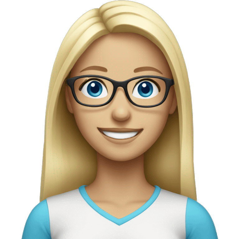 blonde girl with glasses smiling blue eyes emoji