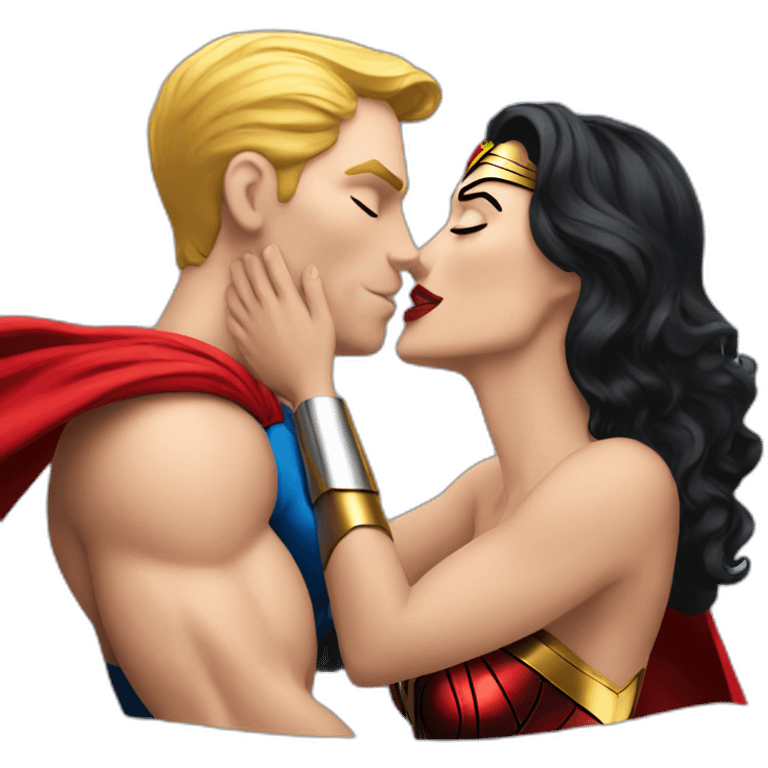 Super man kiss Wonder Woman emoji