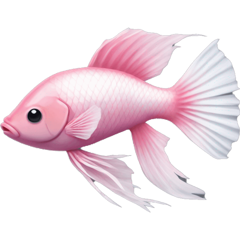 Pink and white beta fish emoji