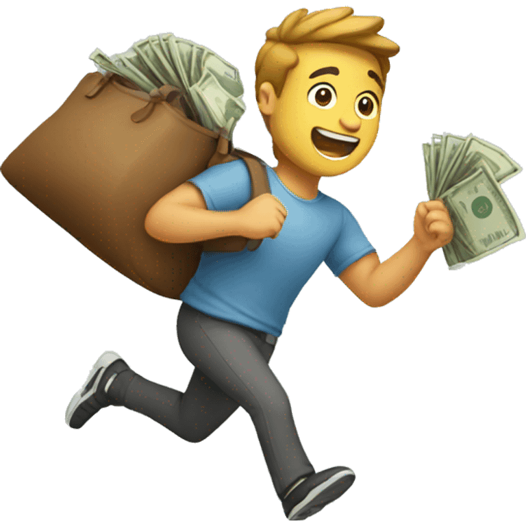 Guy running with moneybag emoji