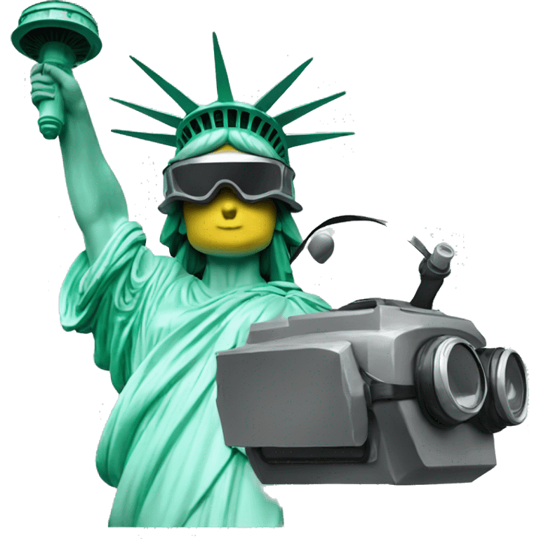 the statue of liberty with a riot helmet emoji