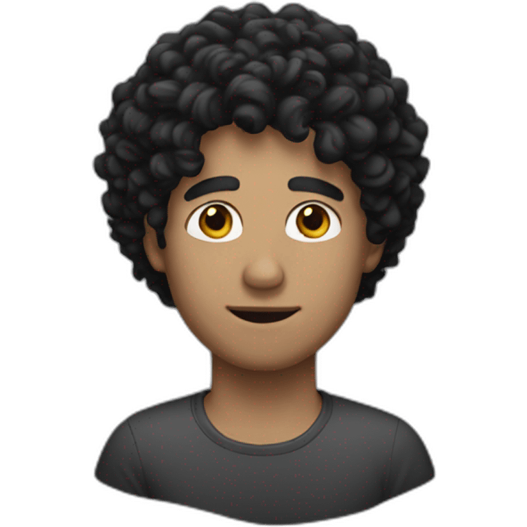 white man, curly black hair emoji