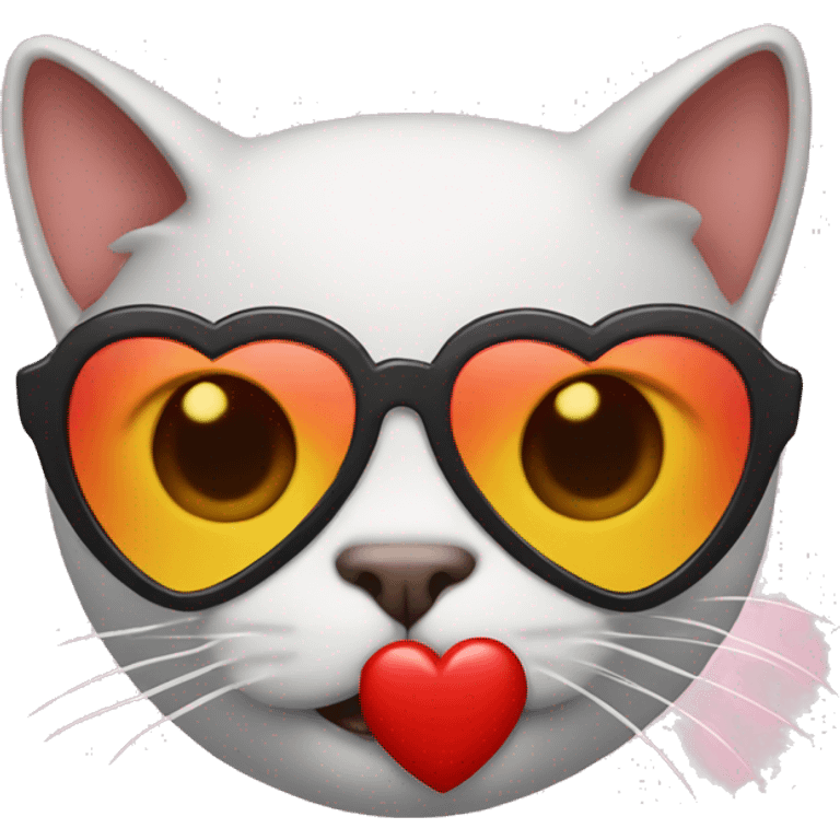 Cat with sunglasses holding a heart emoji