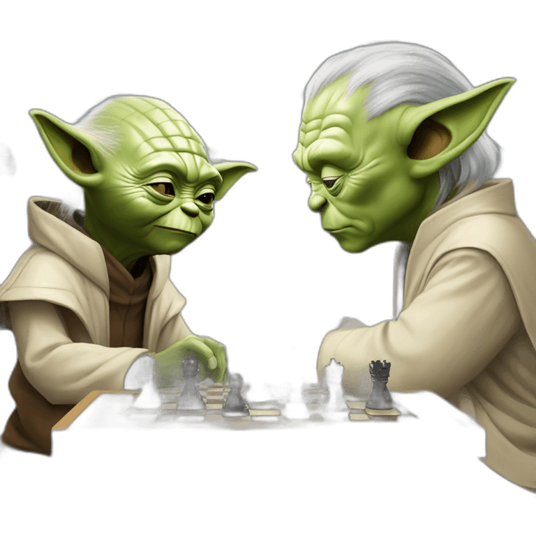 Yoda and Elon Musk play chess emoji