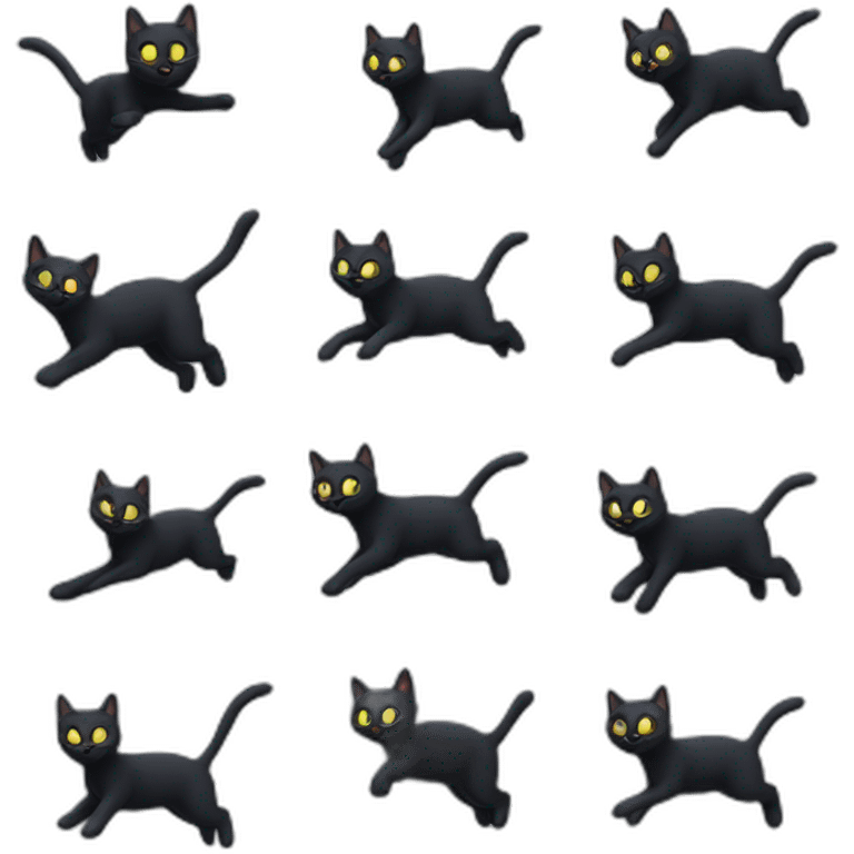 A black cat without an eye, jumping emoji