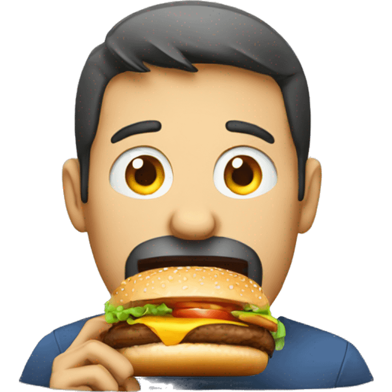 hungry man eating burger emoji