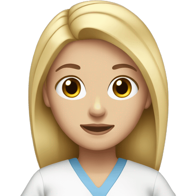 white girl with blonde hair in scrubs emoji