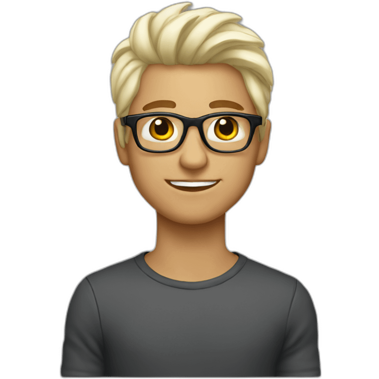 young guy with platinum blonde hair and tortoiseshell glasses emoji