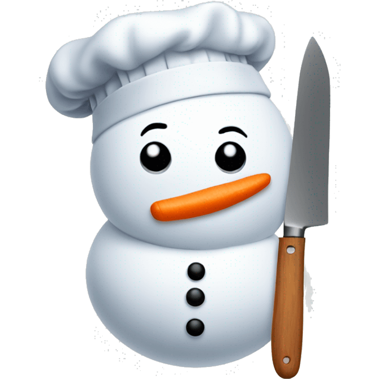 snowman with chefs hat and kitchen knife emoji