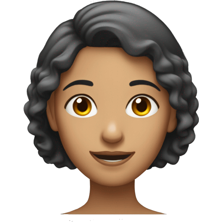 woman using hand to tuck hair behind ear while smirking emoji