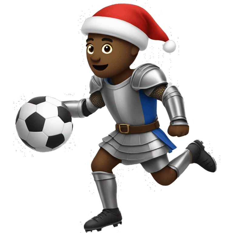 A knight playing soccer against Santa emoji