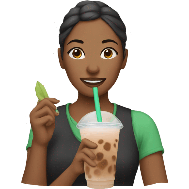 Women drinking boba tea emoji