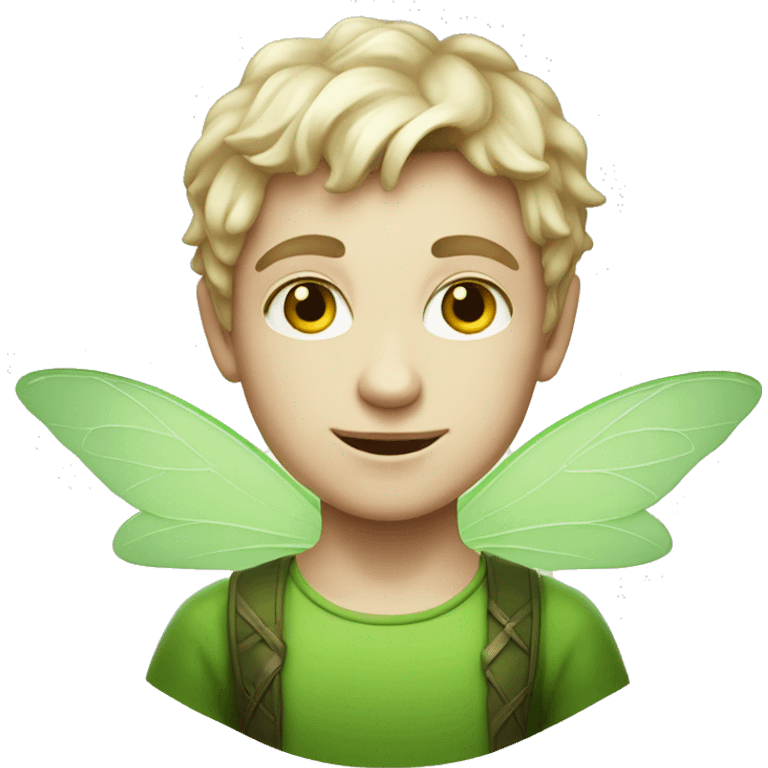 Boy Green Fairy, white skin, emoji