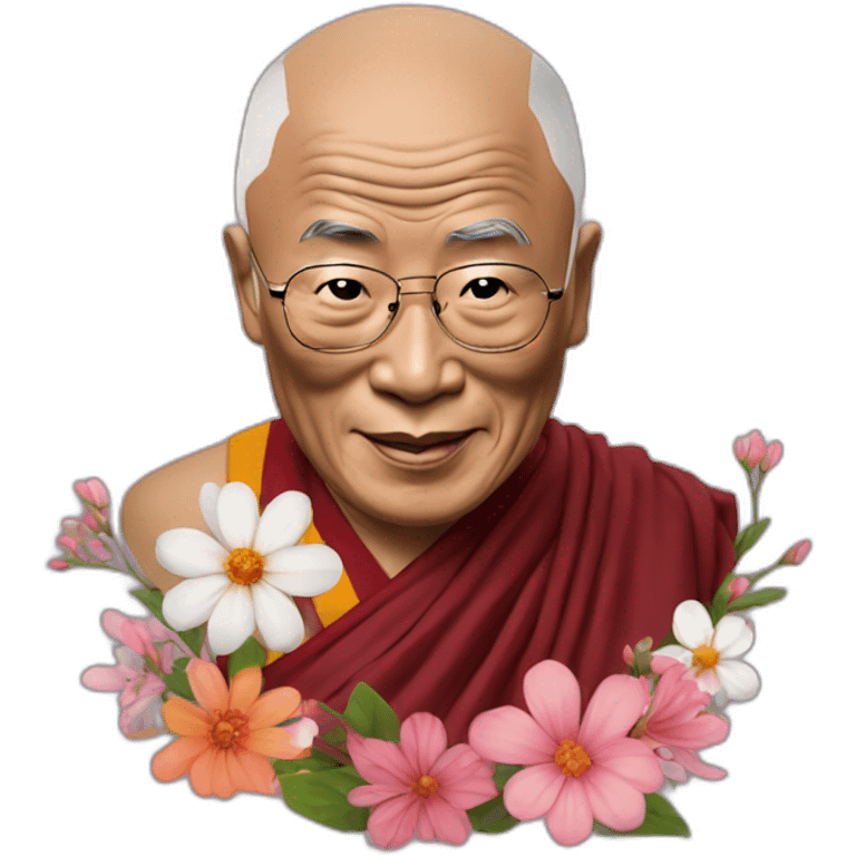 Dalai lama with flowers emoji