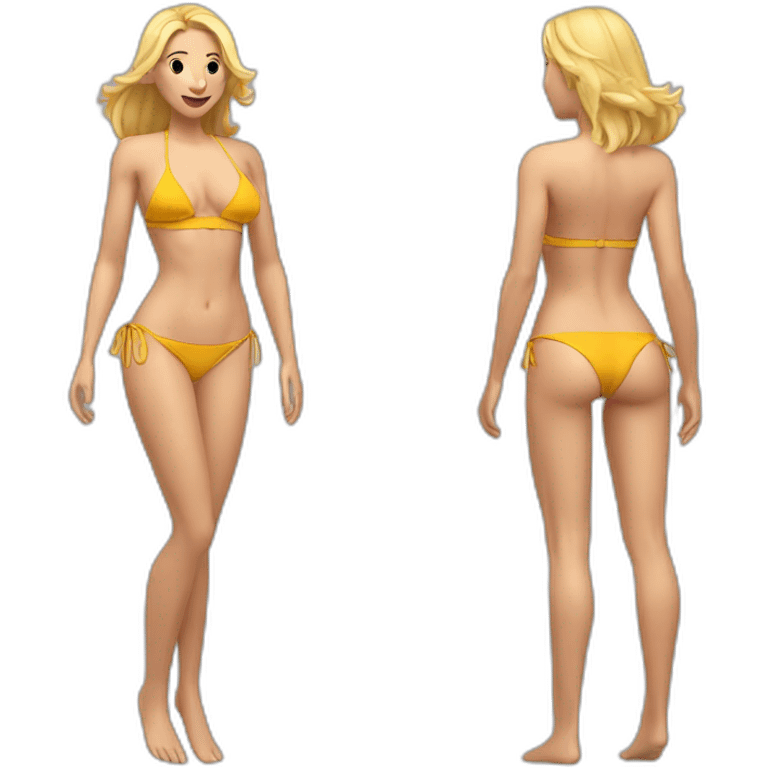 Slim-fit Caucasian woman bikini cute (beach body) bed emoji