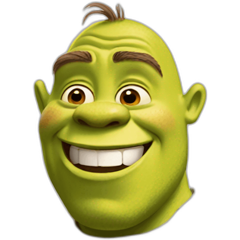 Shrek with happy face emoji