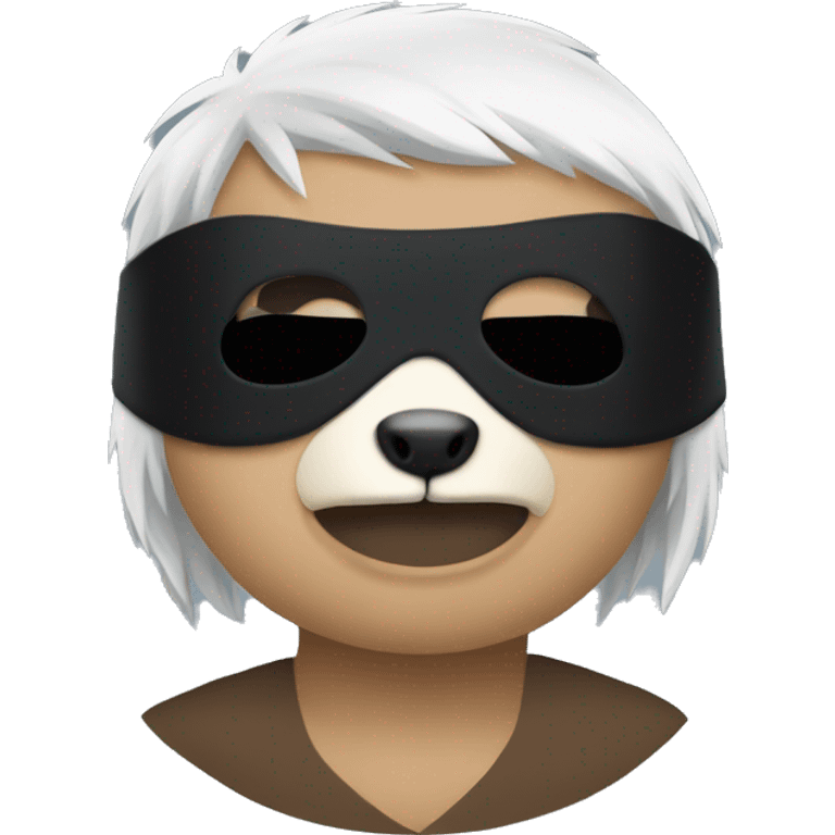 Sloth with white hair and a black blindfold emoji