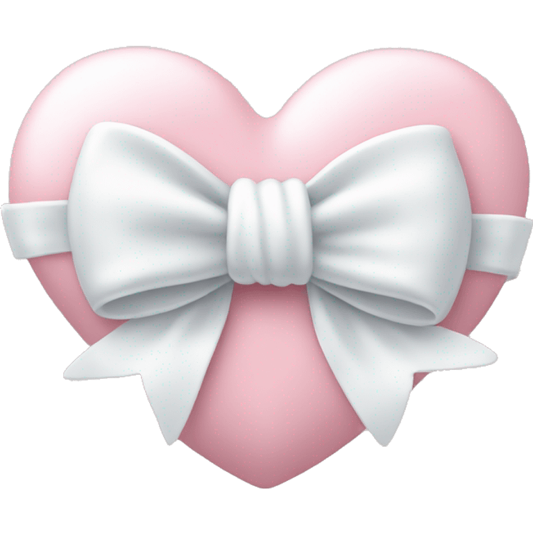 Pastel pink heart with white bow emoji